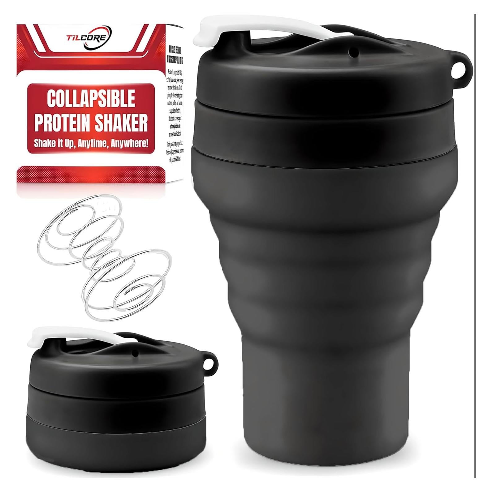 Botella Mezcladora Plegable Tilcore 600ml Silicona a Prueba de Fugas