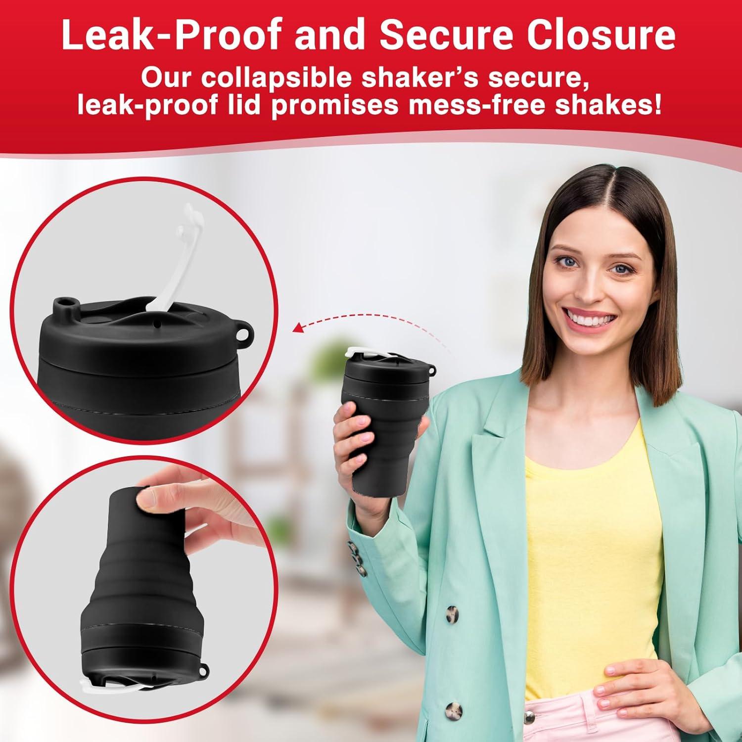 Botella Mezcladora Plegable Tilcore 600ml Silicona a Prueba de Fugas