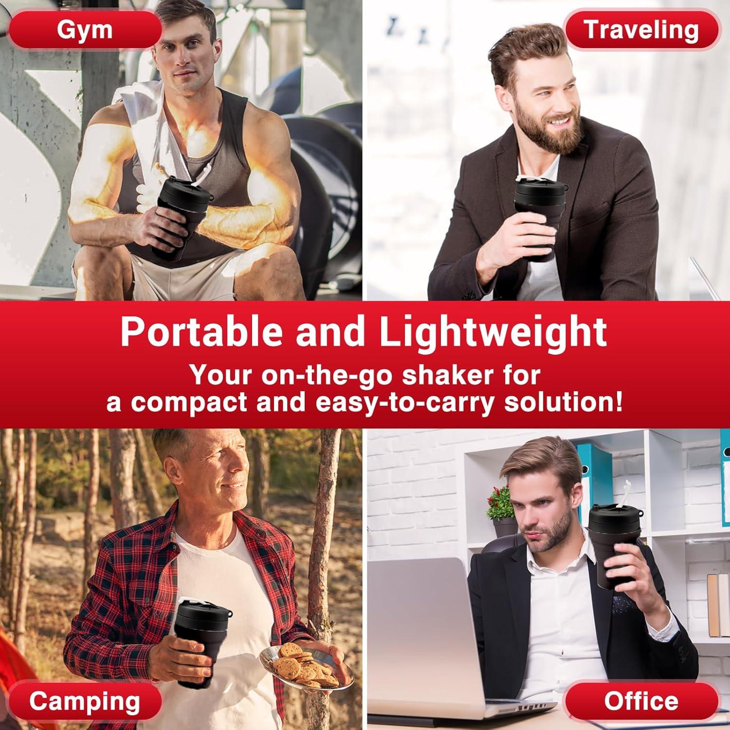 Botella Mezcladora Plegable Tilcore 600ml Silicona a Prueba de Fugas