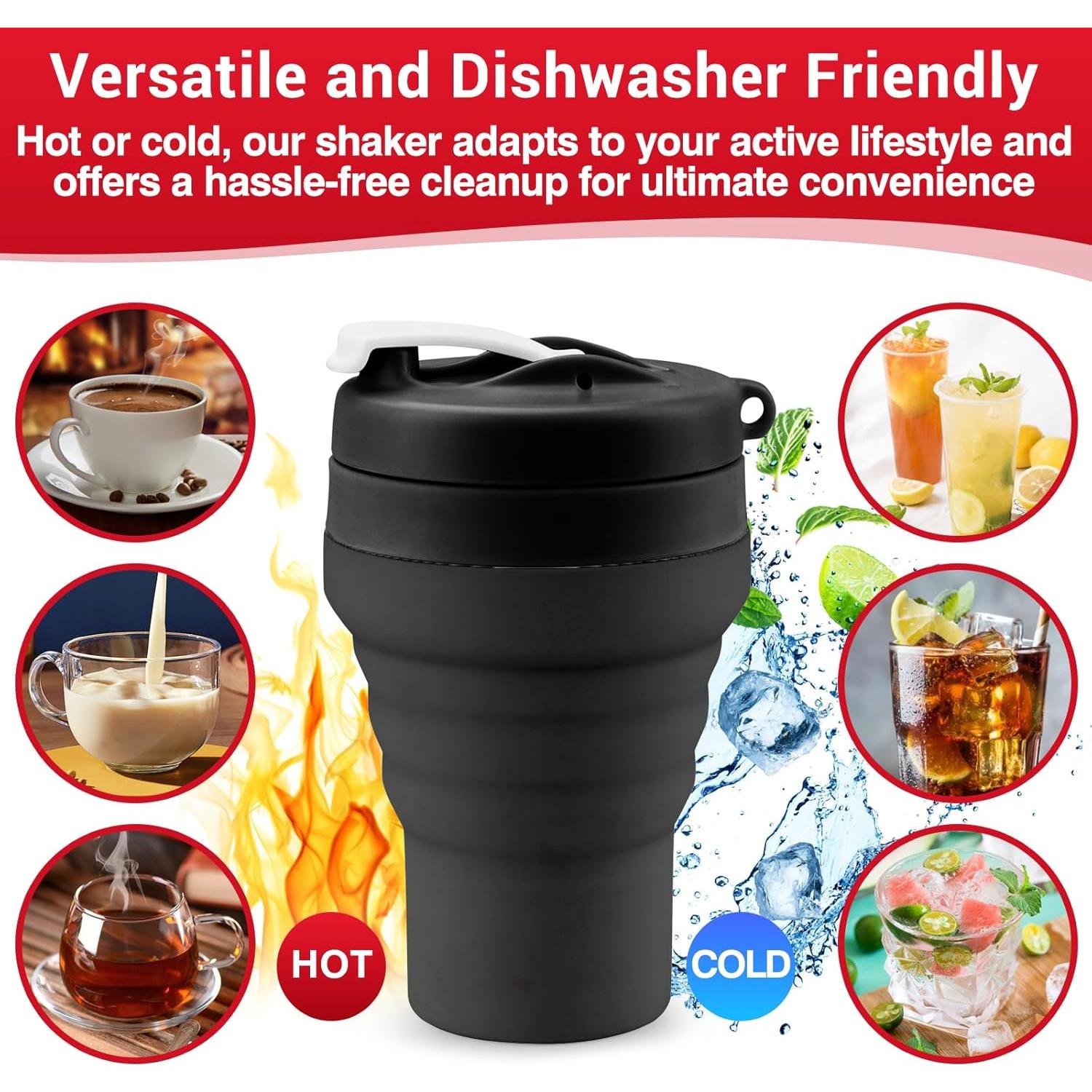 Botella Mezcladora Plegable Tilcore 600ml Silicona a Prueba de Fugas