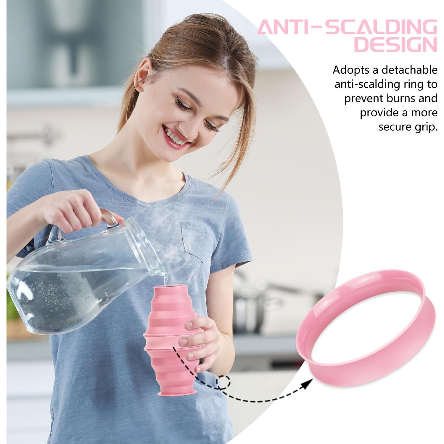 Botella de Agua Plegable Nefeeko Rosa 500ml Silicona BPA Libre