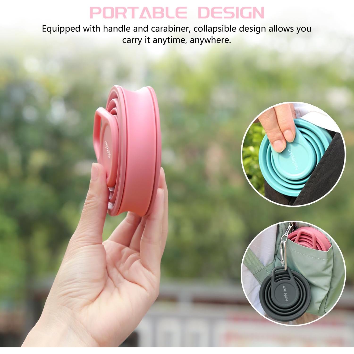 Botella de Agua Plegable Nefeeko Rosa 500ml Silicona BPA Libre