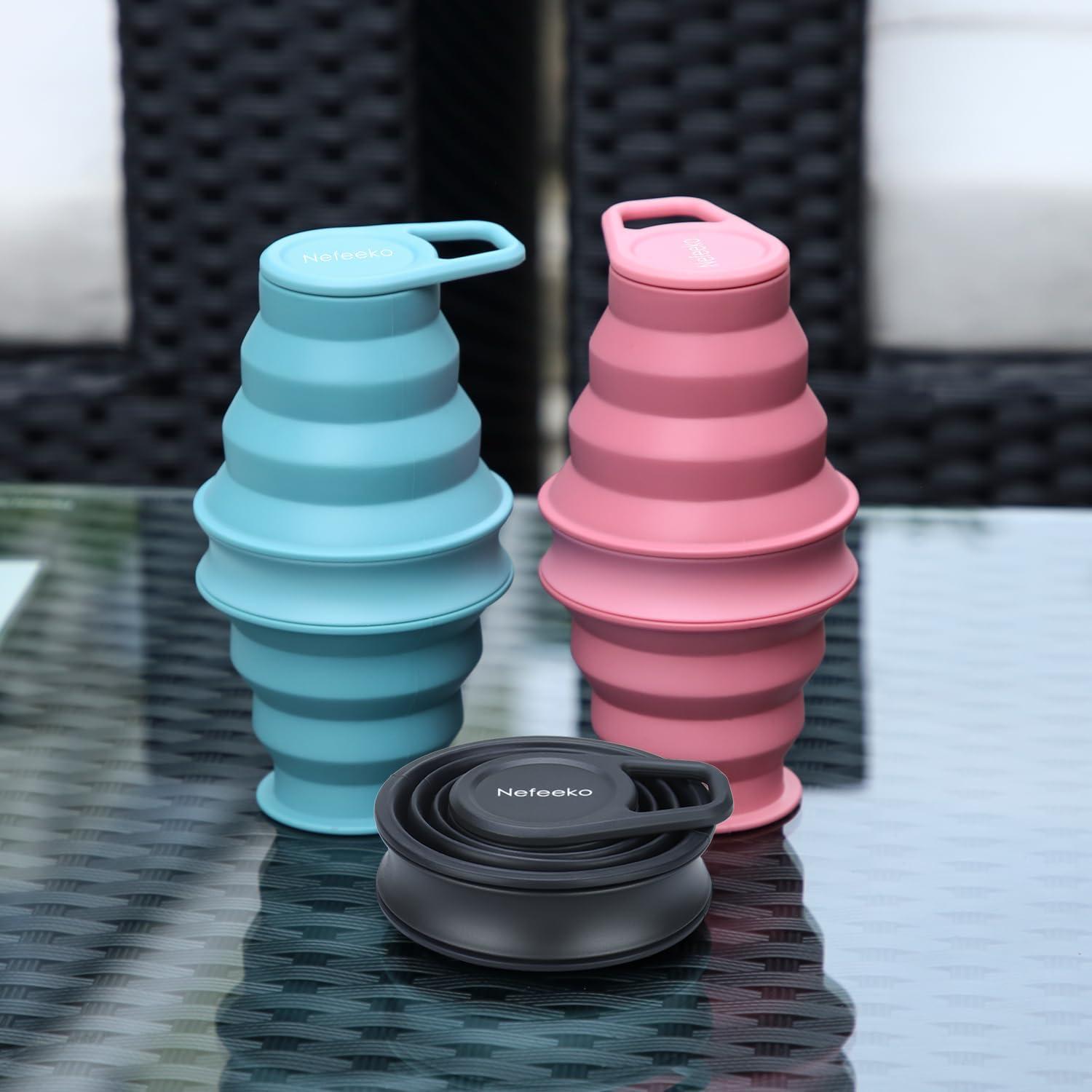 Botella de Agua Plegable Nefeeko Rosa 500ml Silicona BPA Libre