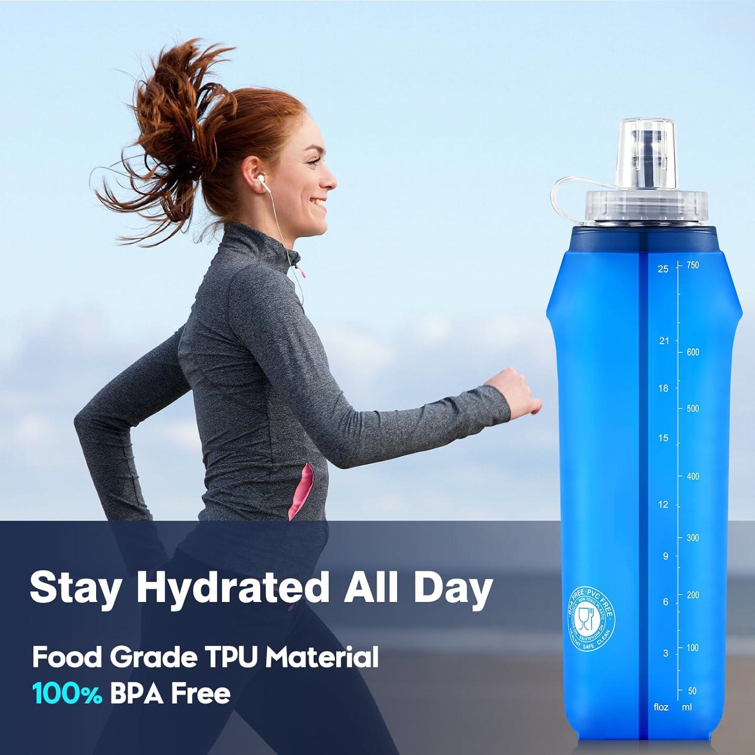 Botellas de Agua Plegables SLUXKE 750ml Azul - 2 Unidades