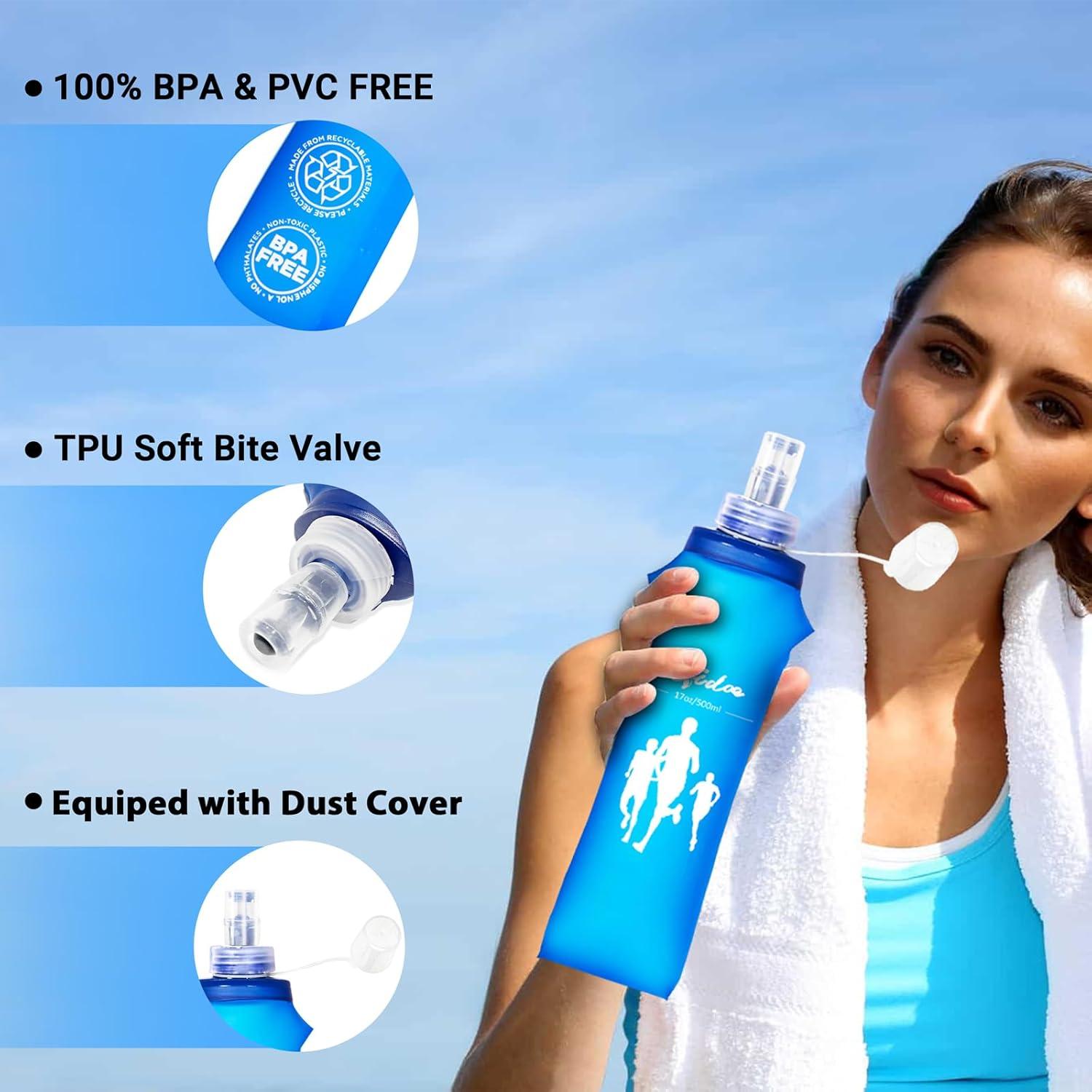 Chaleco de Correr Qidoe 2 Pack con Botellas 500ml Colapsables