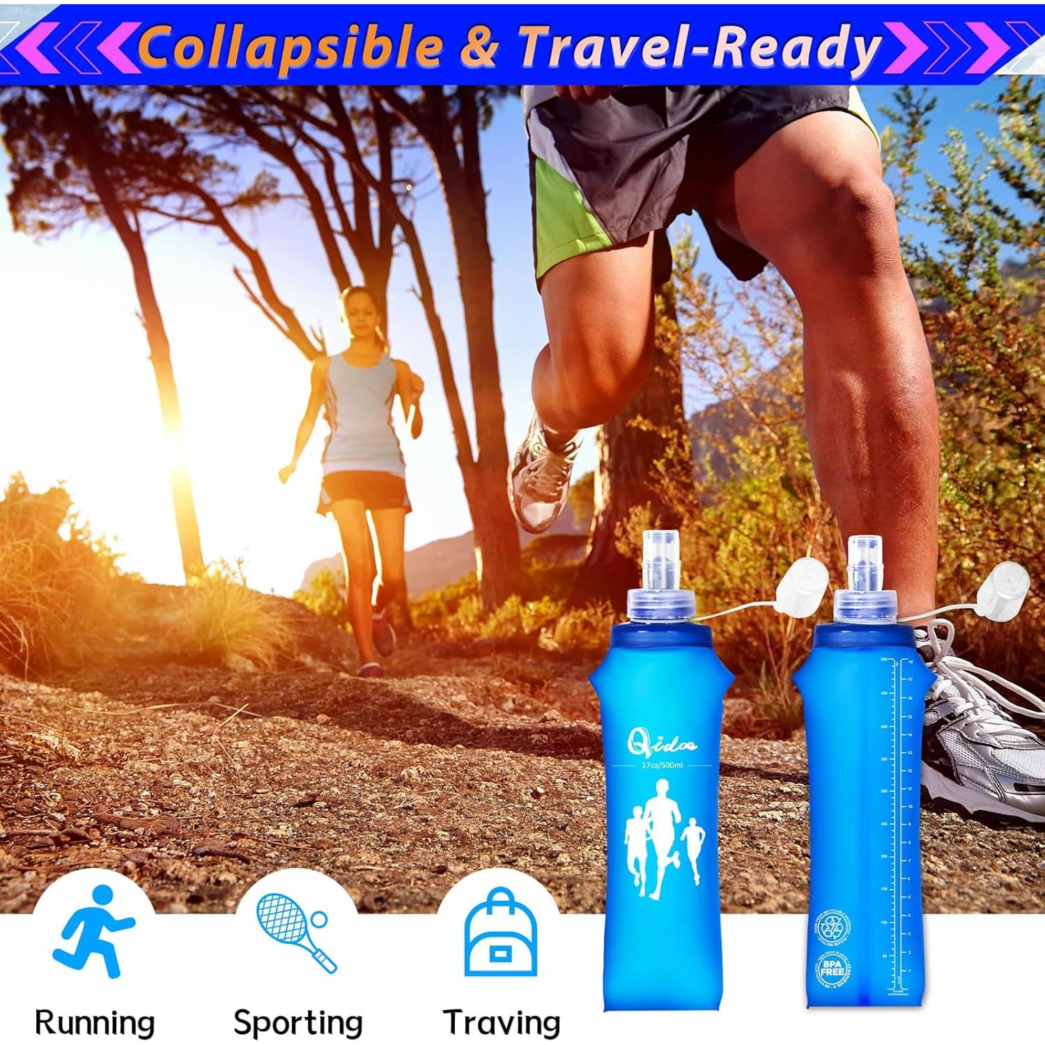 Chaleco de Correr Qidoe 2 Pack con Botellas 500ml Colapsables