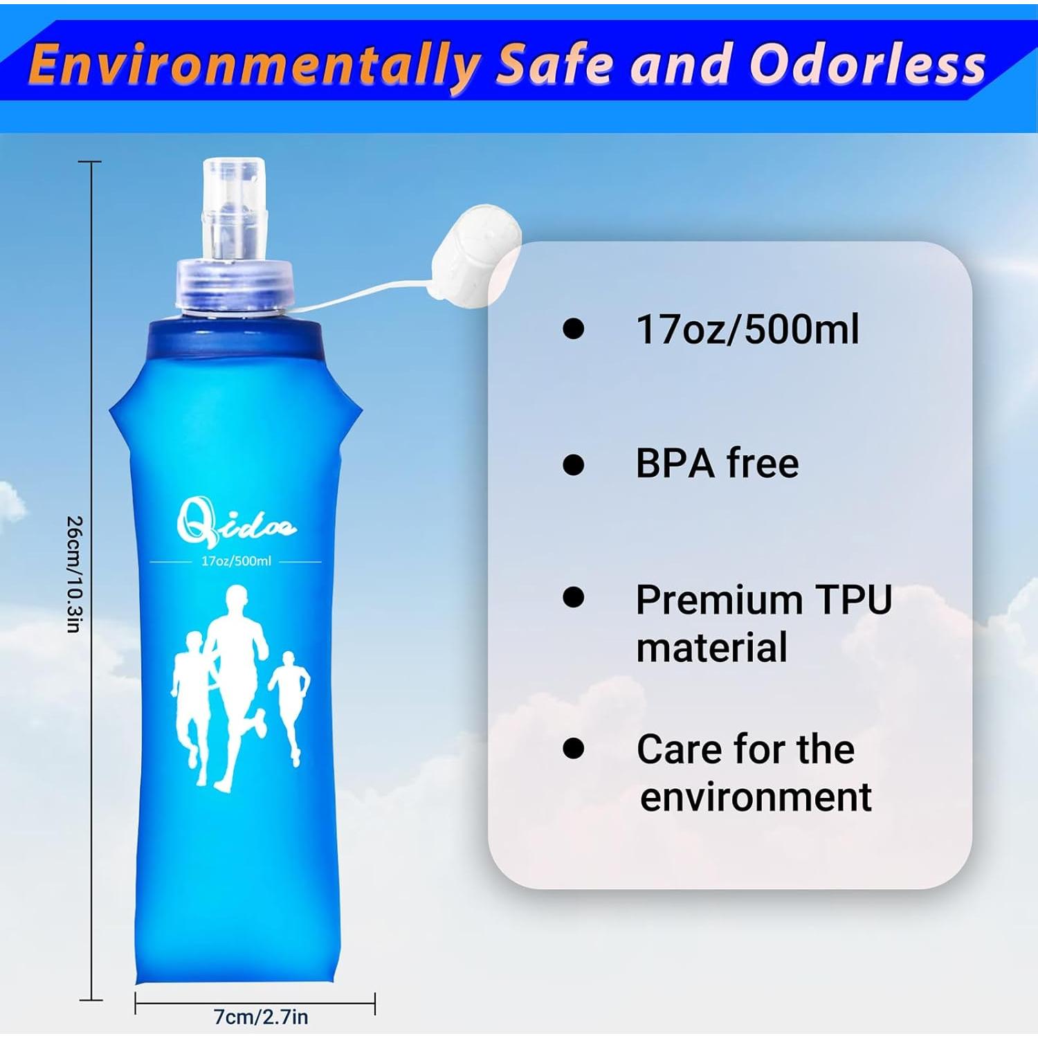 Chaleco de Correr Qidoe 2 Pack con Botellas 500ml Colapsables