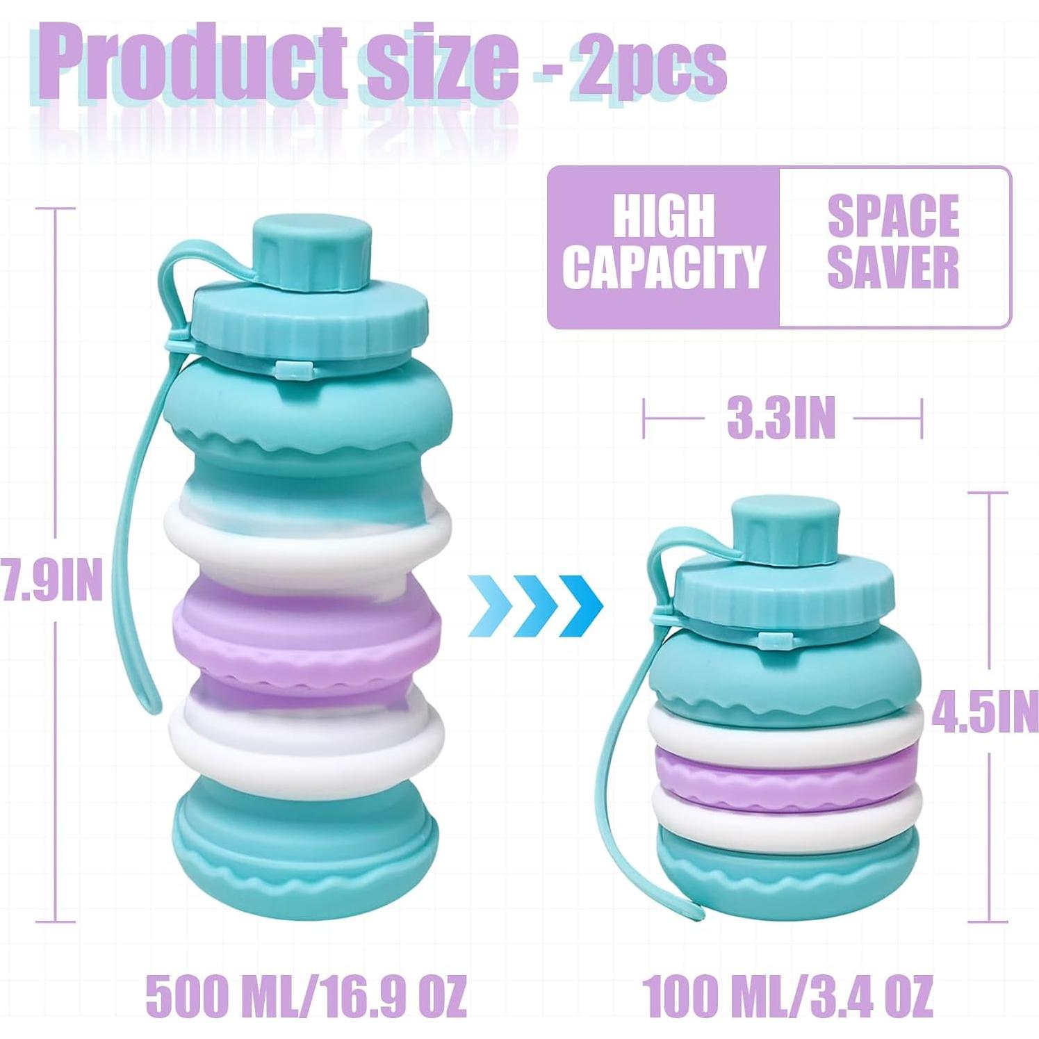 Paquete de 2 Botellas de Agua Colapsables JOBVERT 500ml