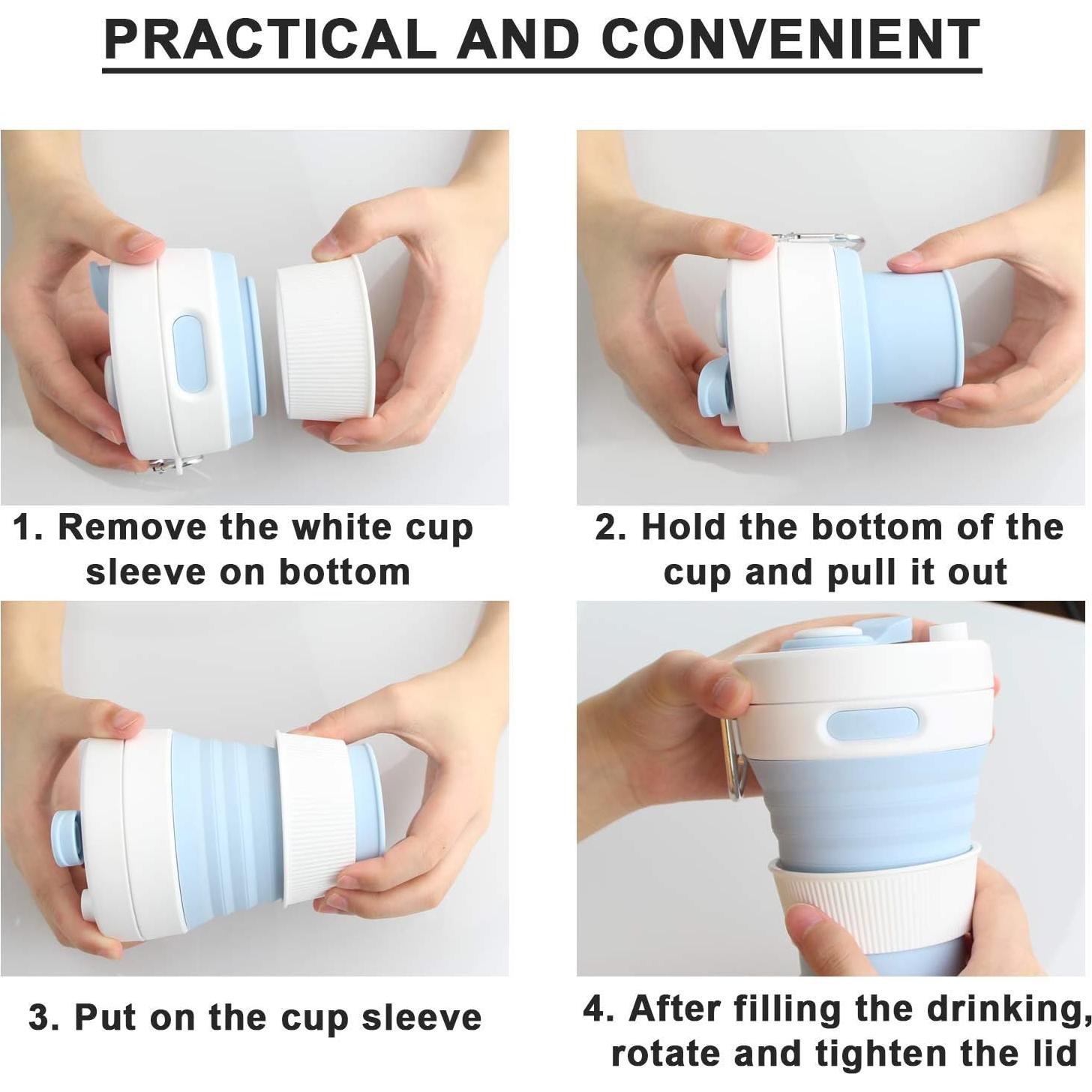 Taza de Camping Plegable UNNESTAR 450ml Gris con Popote