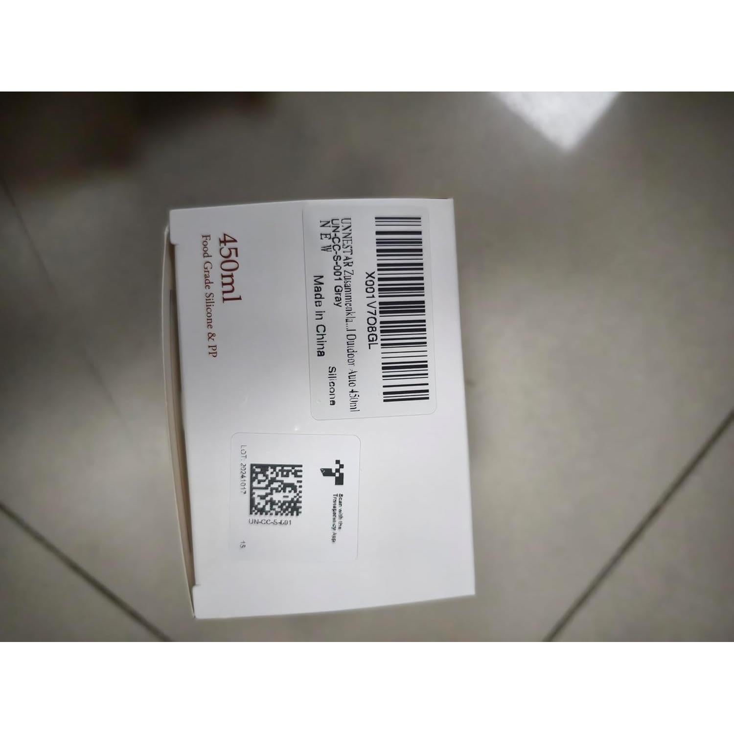 Taza de Camping Plegable UNNESTAR 450ml Gris con Popote