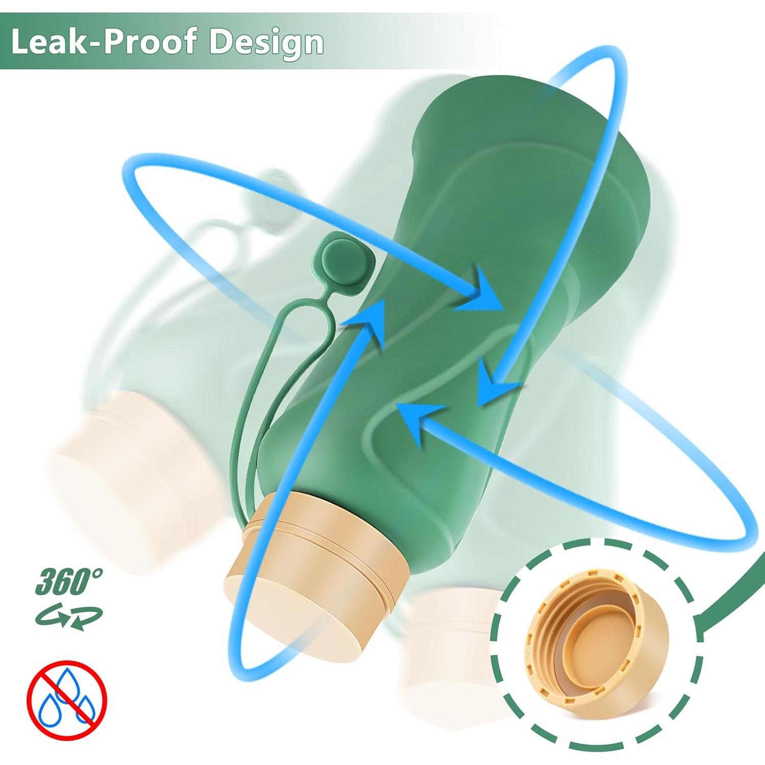 Botella de Agua Plegable NAVTUE 650ml Silicona Verde Reutilizable