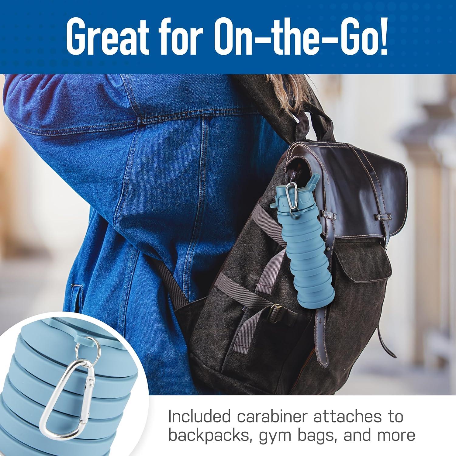 Botella de Agua Plegable Spacesaver 473 ml Silicona Azul