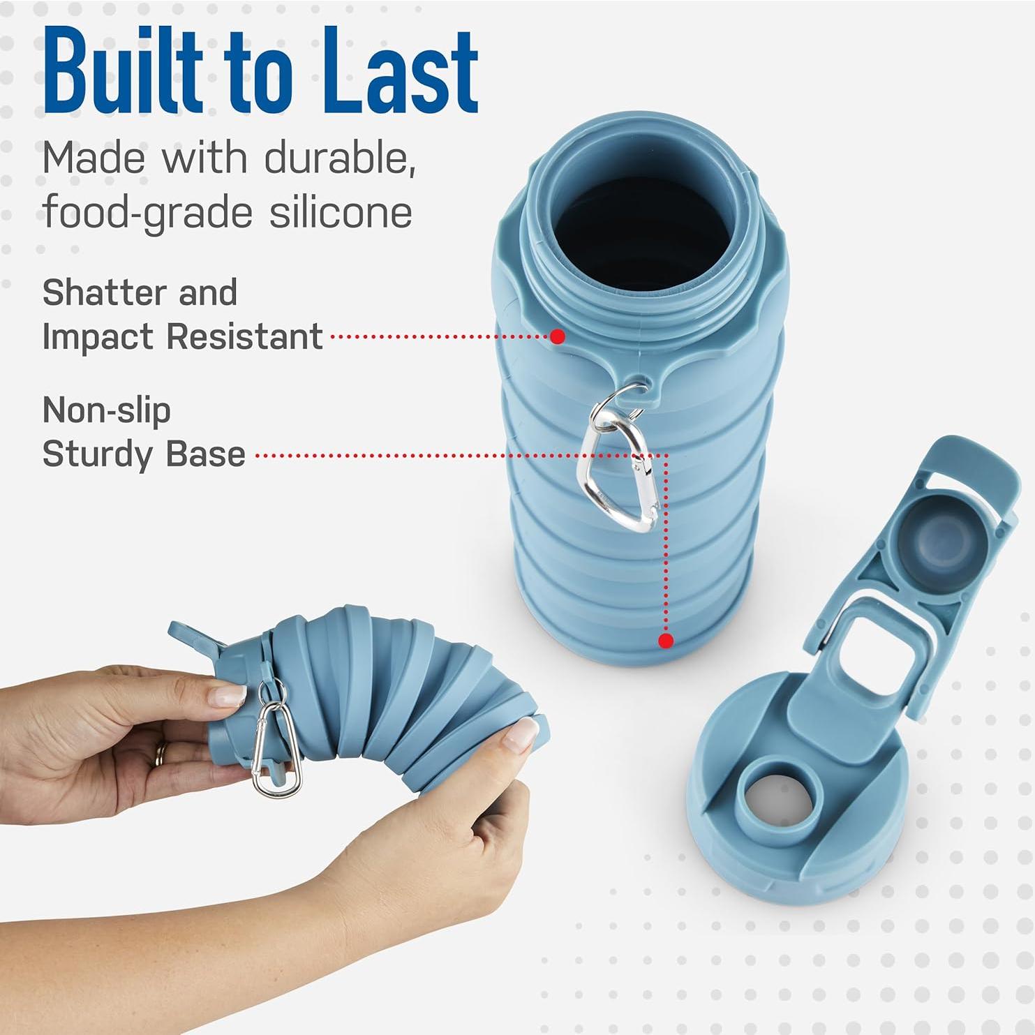 Botella de Agua Plegable Spacesaver 473 ml Silicona Azul