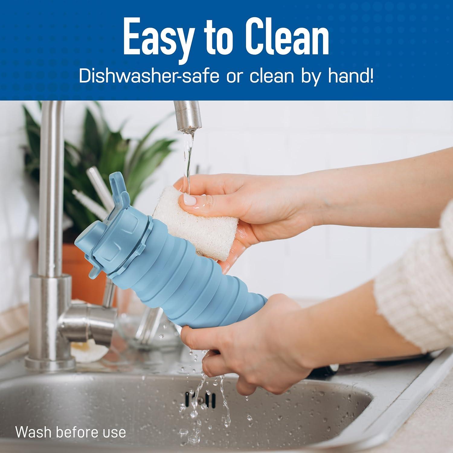 Botella de Agua Plegable Spacesaver 473 ml Silicona Azul