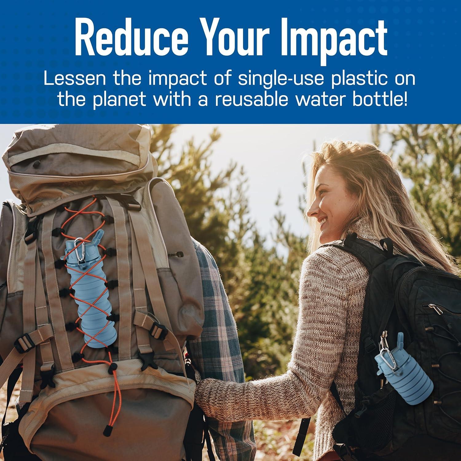 Botella de Agua Plegable Spacesaver 473 ml Silicona Azul