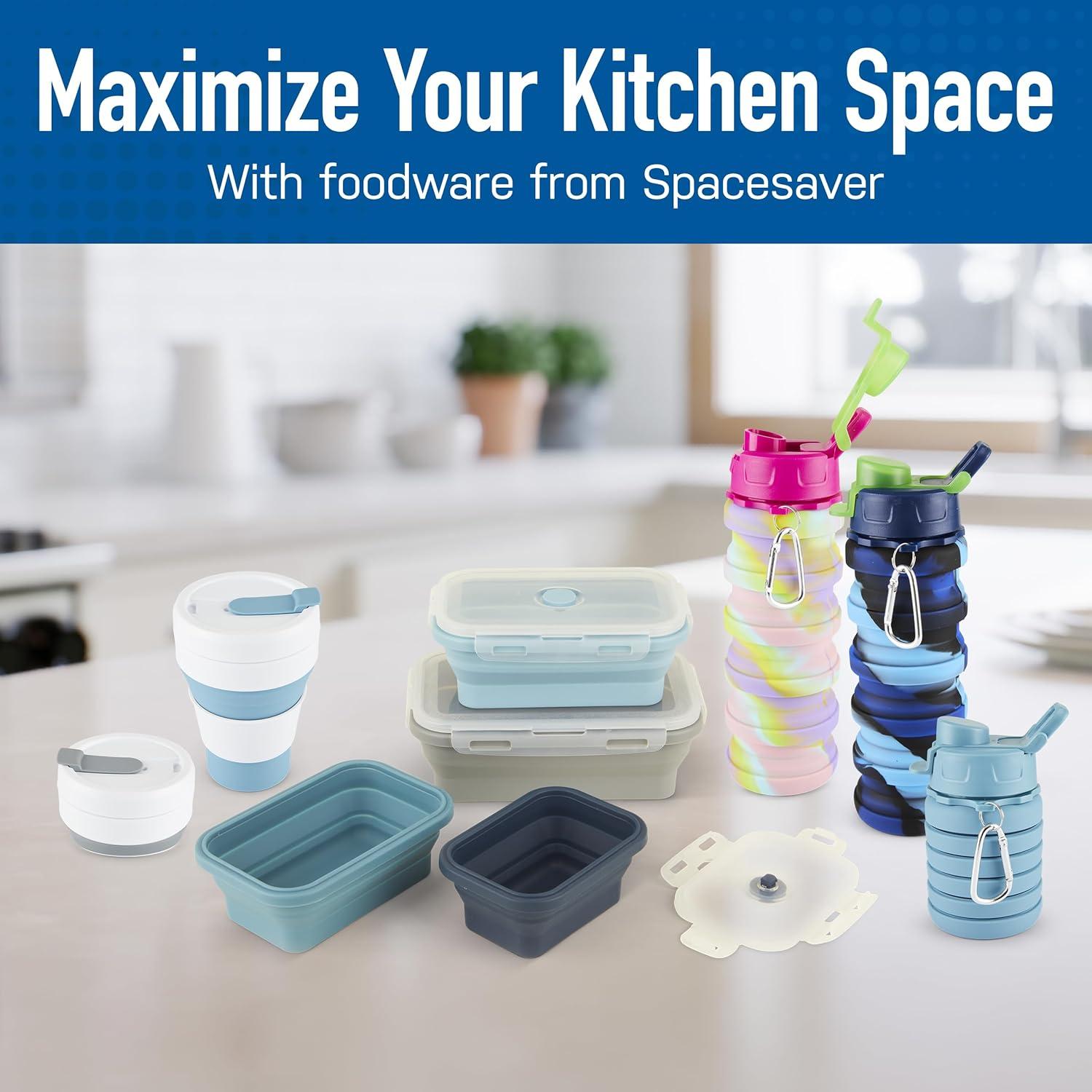 Botella de Agua Plegable Spacesaver 473 ml Silicona Azul