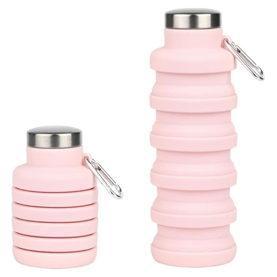 Botella Plegable de Silicona Vnek 500ml Libre de BPA Rosa