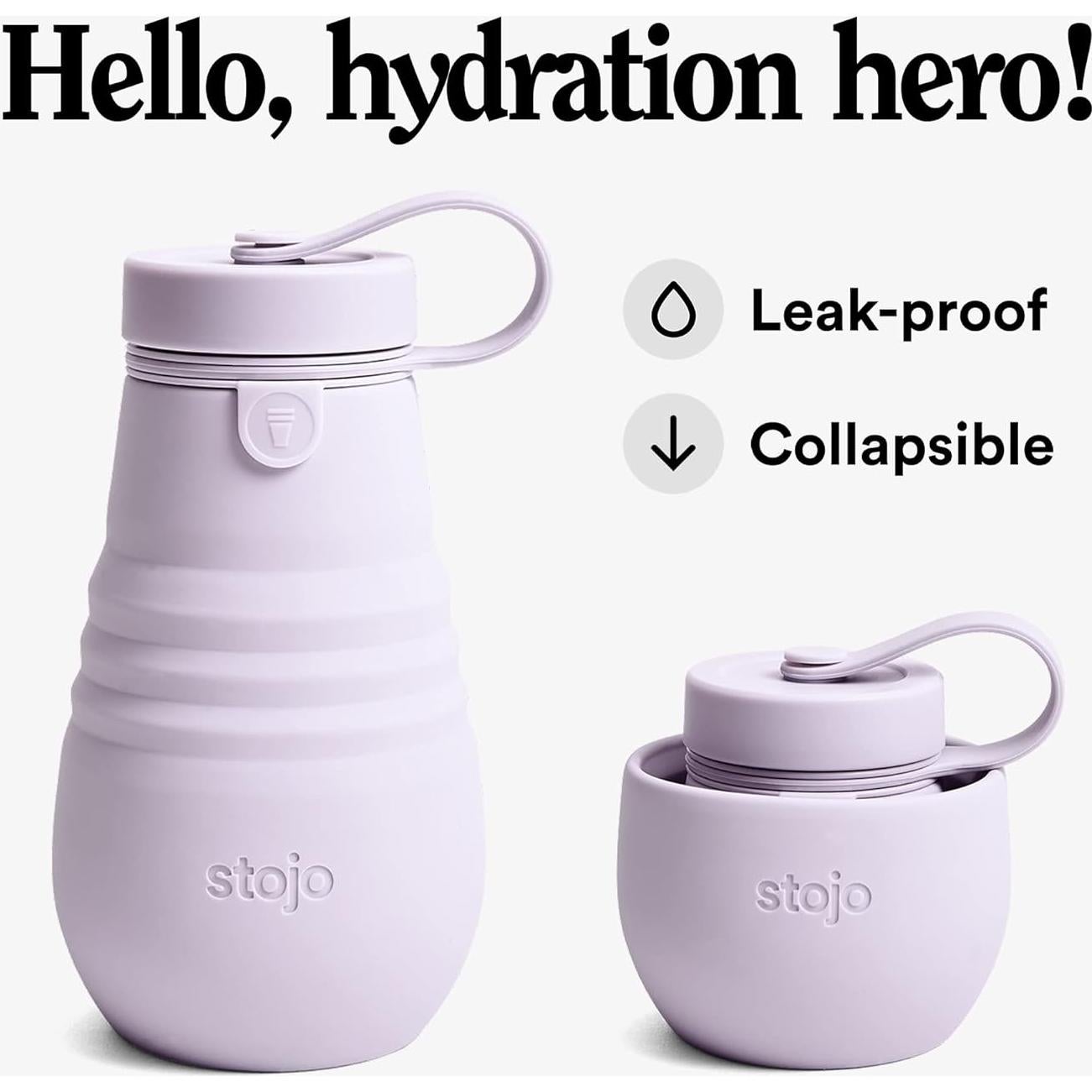 Botella Colapsable Stojo Jr 400ml Lila para Niños