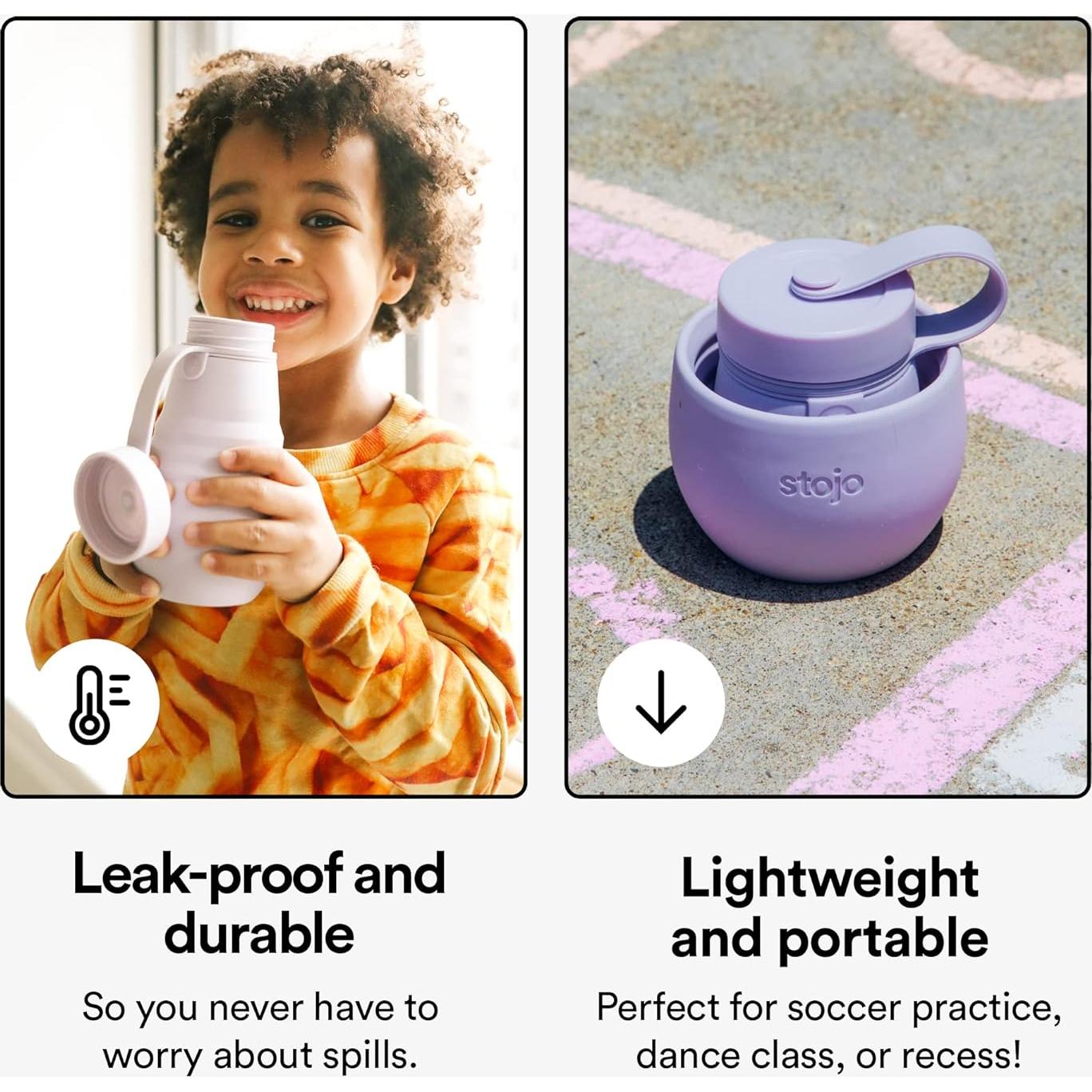 Botella Colapsable Stojo Jr 400ml Lila para Niños