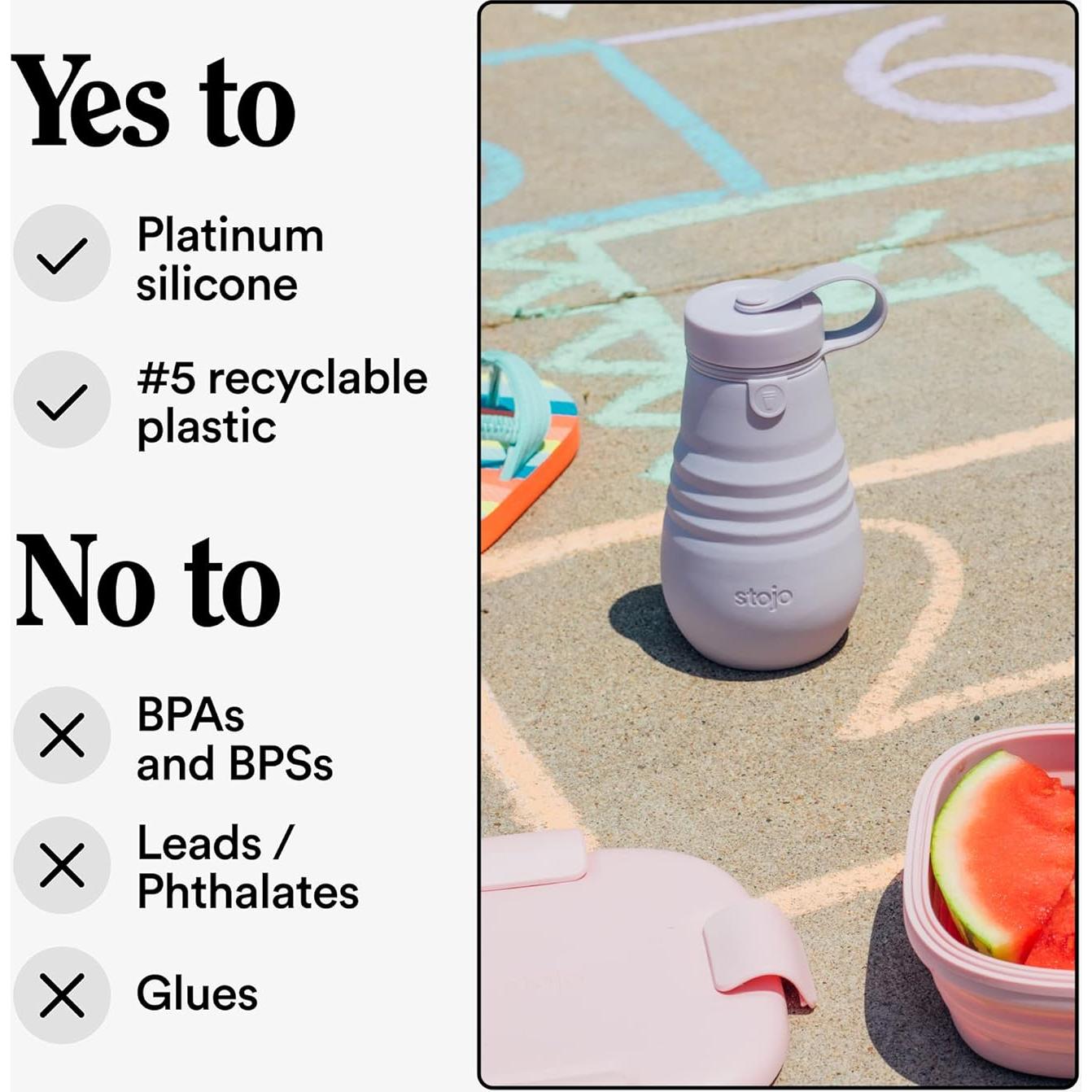 Botella Colapsable Stojo Jr 400ml Lila para Niños