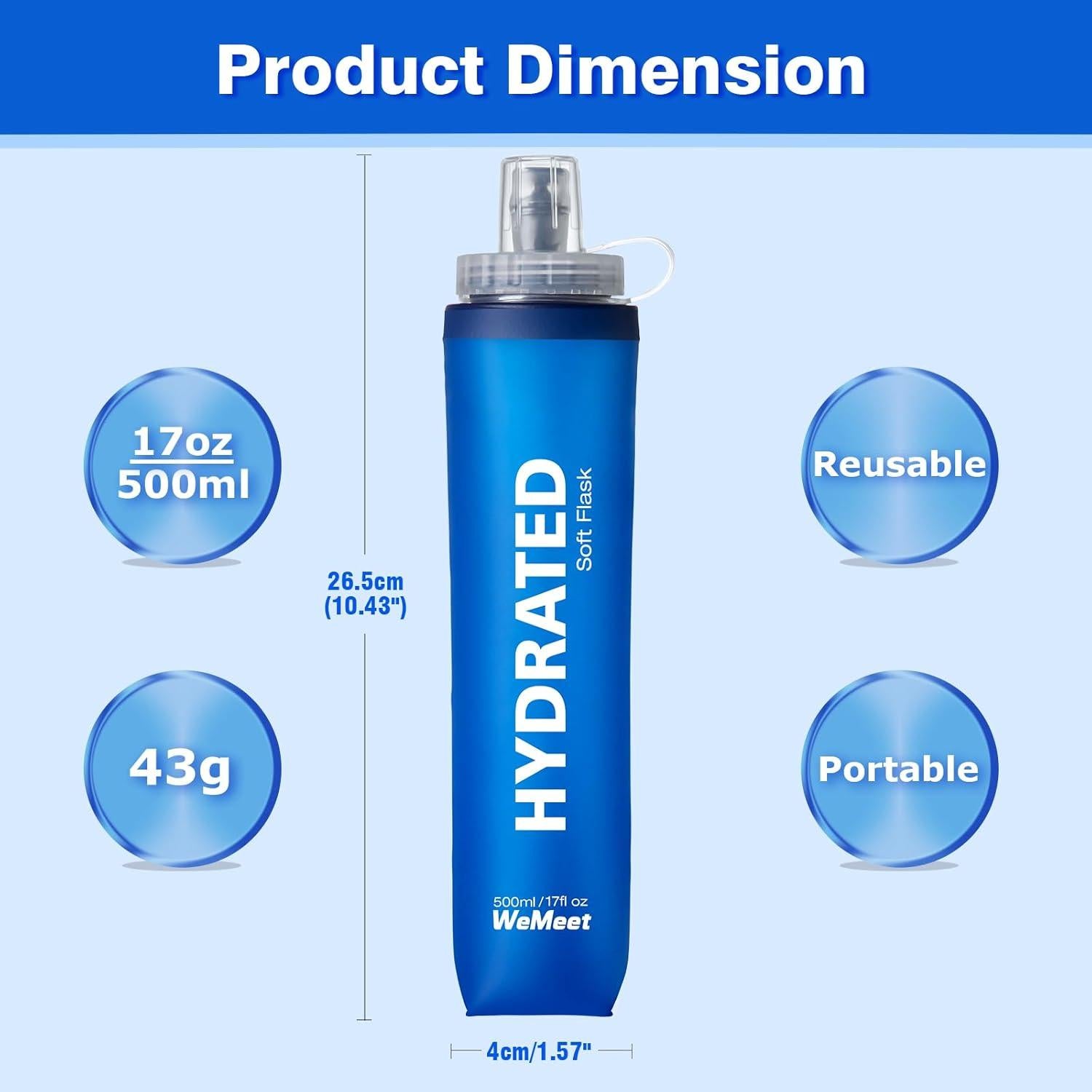 Botella de Agua Plegable WEMEET 500ml Libre de BPA - 2 Paquetes