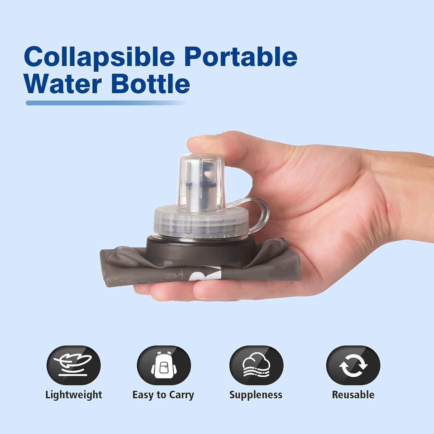 Botella de Agua Plegable WEMEET 500ml Libre de BPA - 2 Paquetes