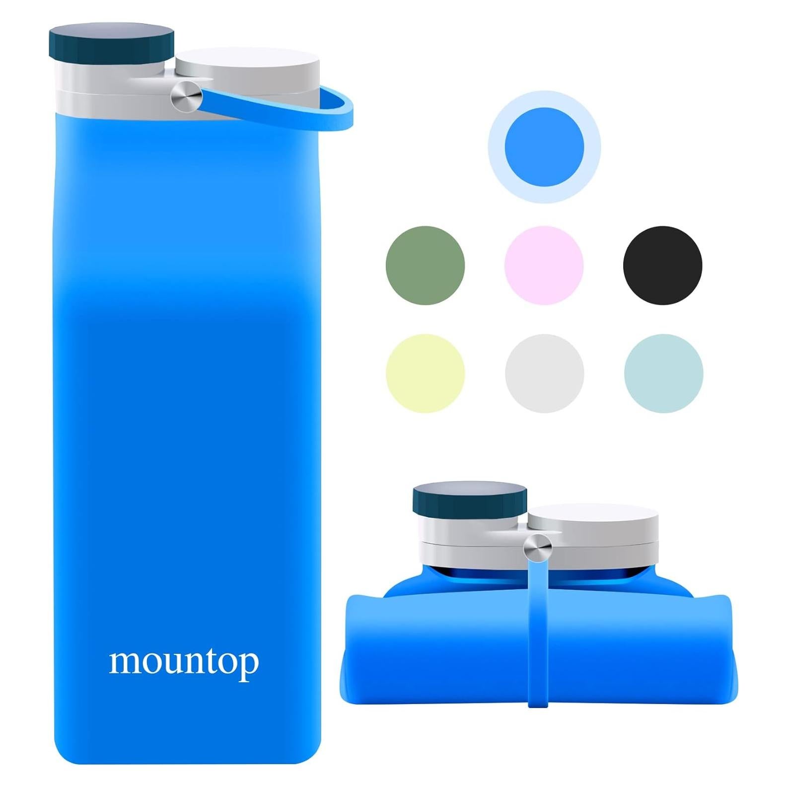 Botella de Agua Plegable Mountop 591ml Silicona BPA Free Azul