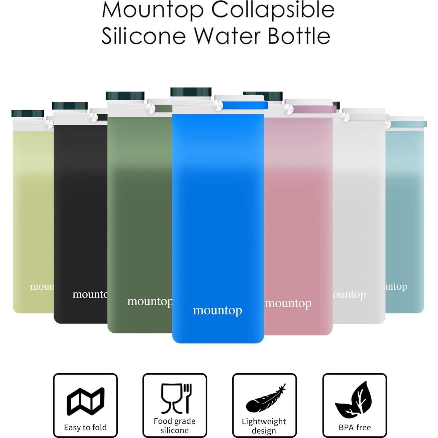 Botella de Agua Plegable Mountop 591ml Silicona BPA Free Azul