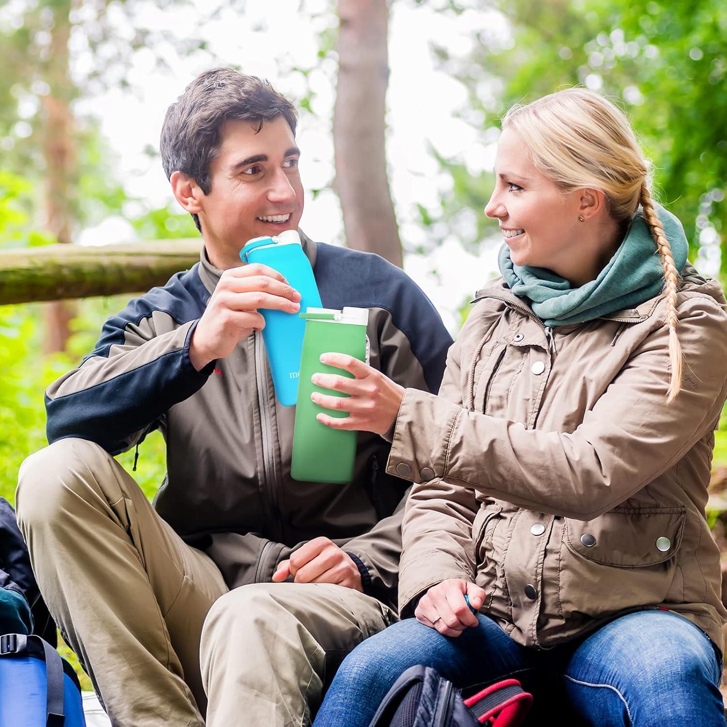 Botella de Agua Plegable Mountop 591ml Silicona BPA Free Azul