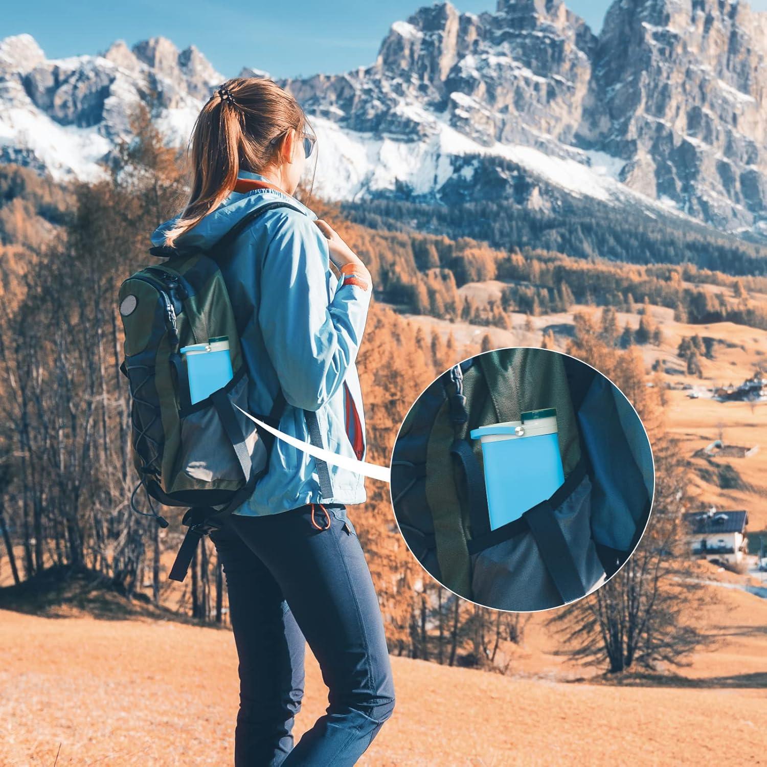 Botella de Agua Plegable Mountop 591ml Silicona BPA Free Azul