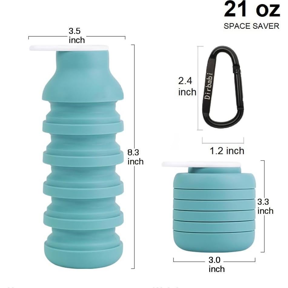 Botella de Agua Plegable Dirbabi 600ml Silicona Libre BPA