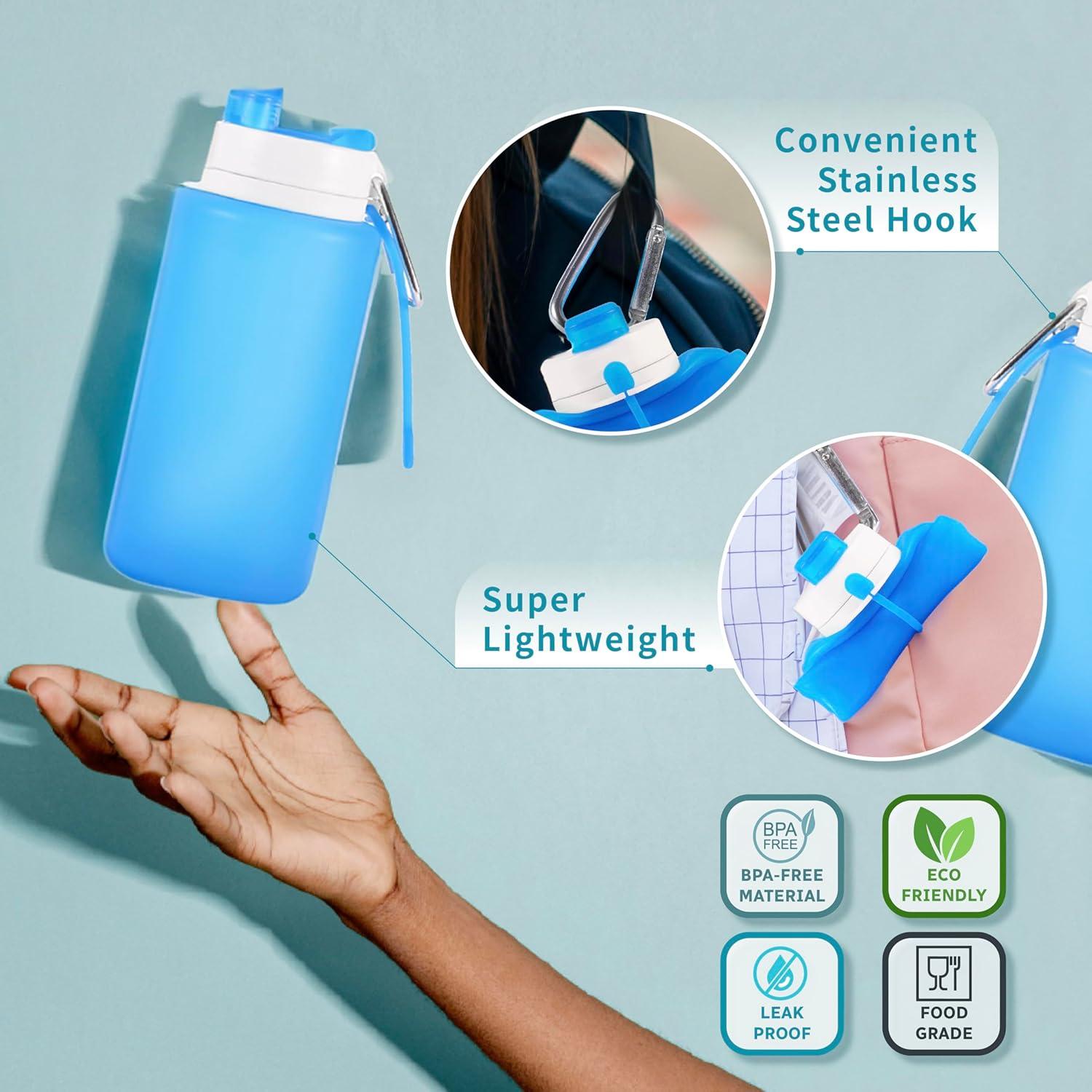 Botella de Agua Plegable VadoWorld 19oz Azul Claro Silicona