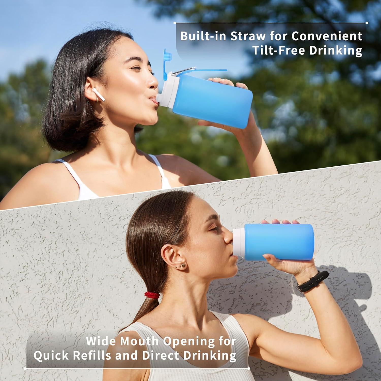 Botella de Agua Plegable VadoWorld 19oz Azul Claro Silicona