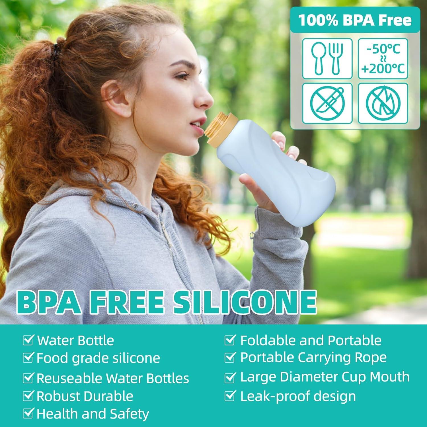 Botellas de Agua Plegables Sanhuamao 650ml 2 Pack Silicona BPA