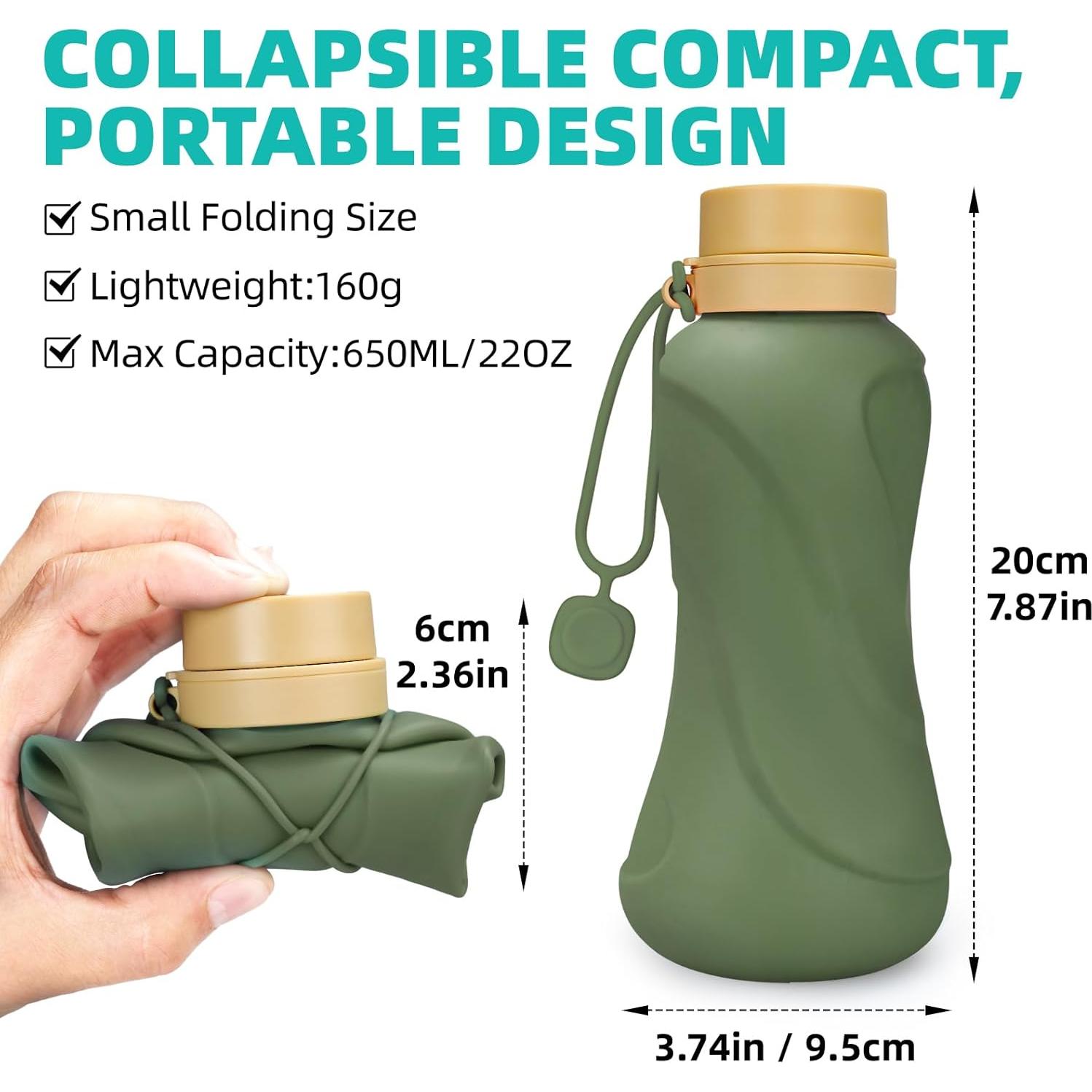 Botellas de Agua Plegables Sanhuamao 650ml 2 Pack Silicona BPA