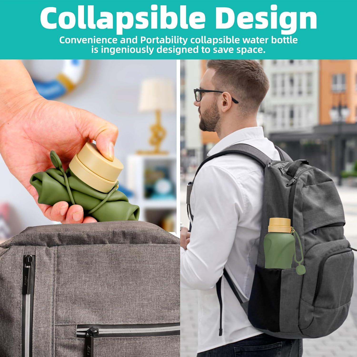 Botellas de Agua Plegables Sanhuamao 650ml 2 Pack Silicona BPA