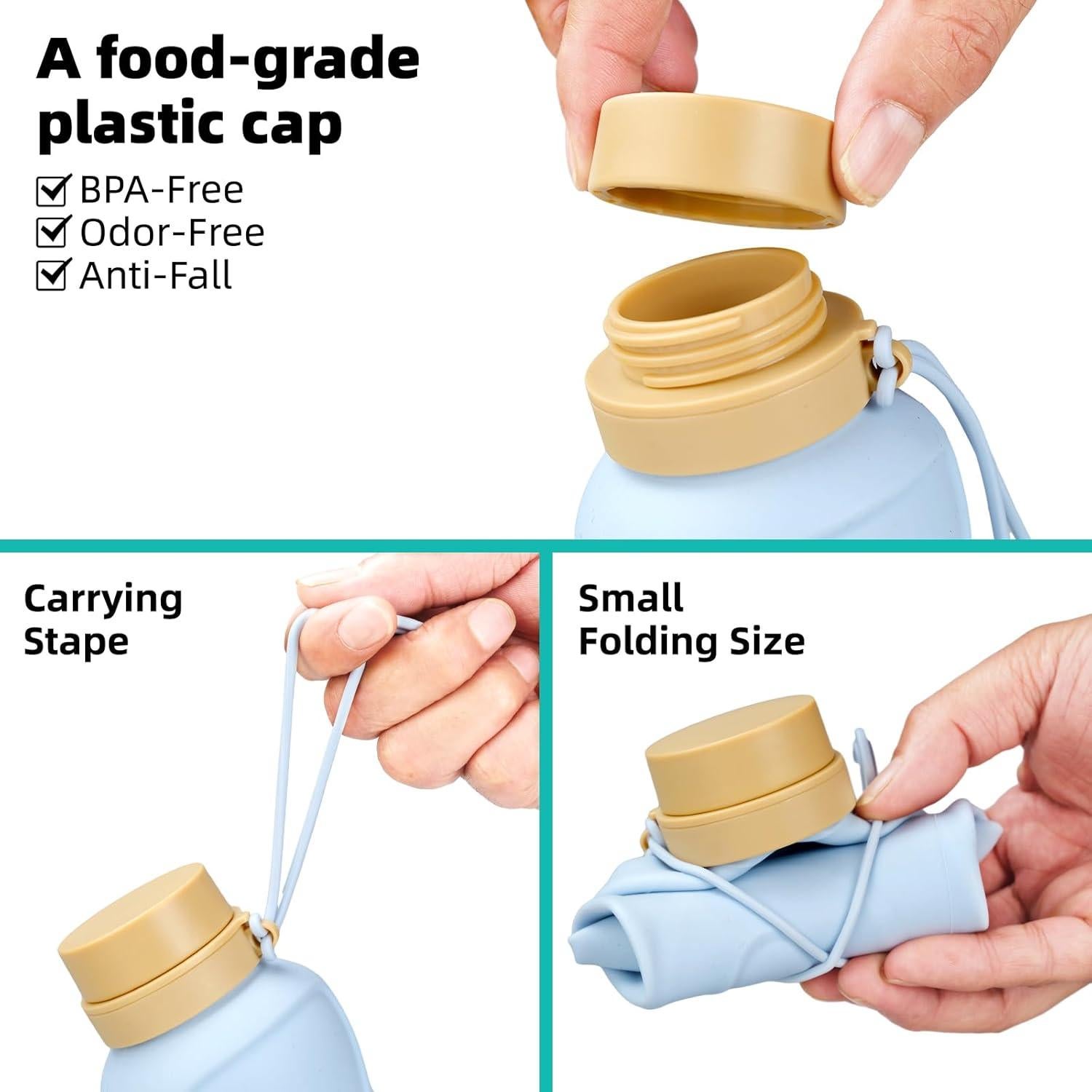 Botellas de Agua Plegables Sanhuamao 650ml 2 Pack Silicona BPA