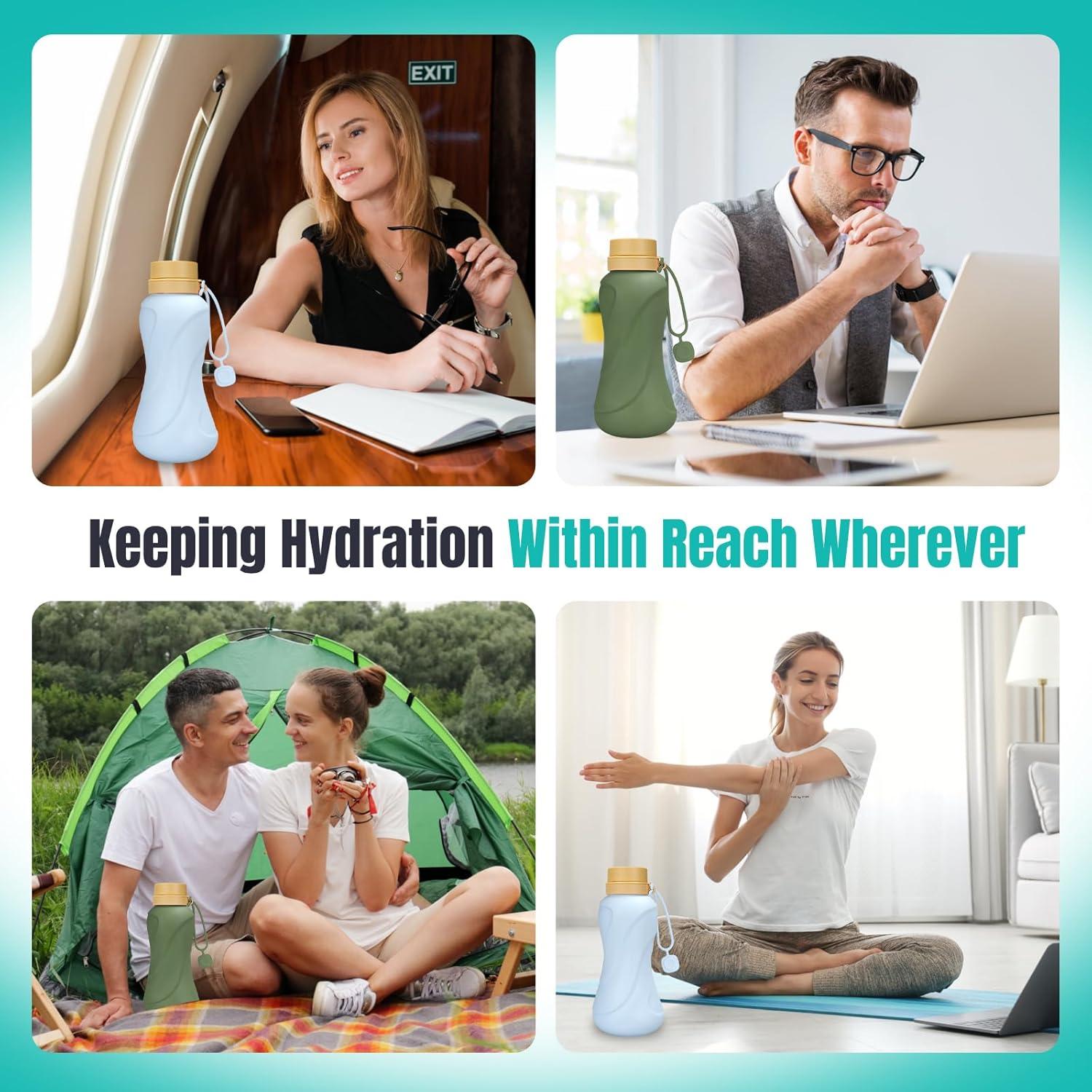 Botellas de Agua Plegables Sanhuamao 650ml 2 Pack Silicona BPA