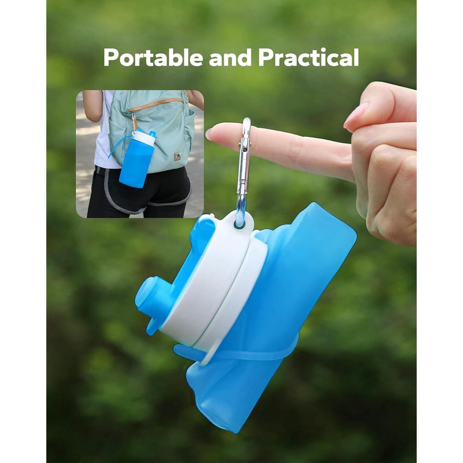 Botella de Agua Plegable MCOMCE 550ml Libre de BPA Azul