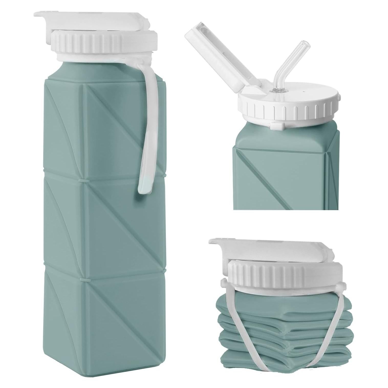 Botella de Agua Plegable Womeyork 620ml Silicona Sin BPA Verde