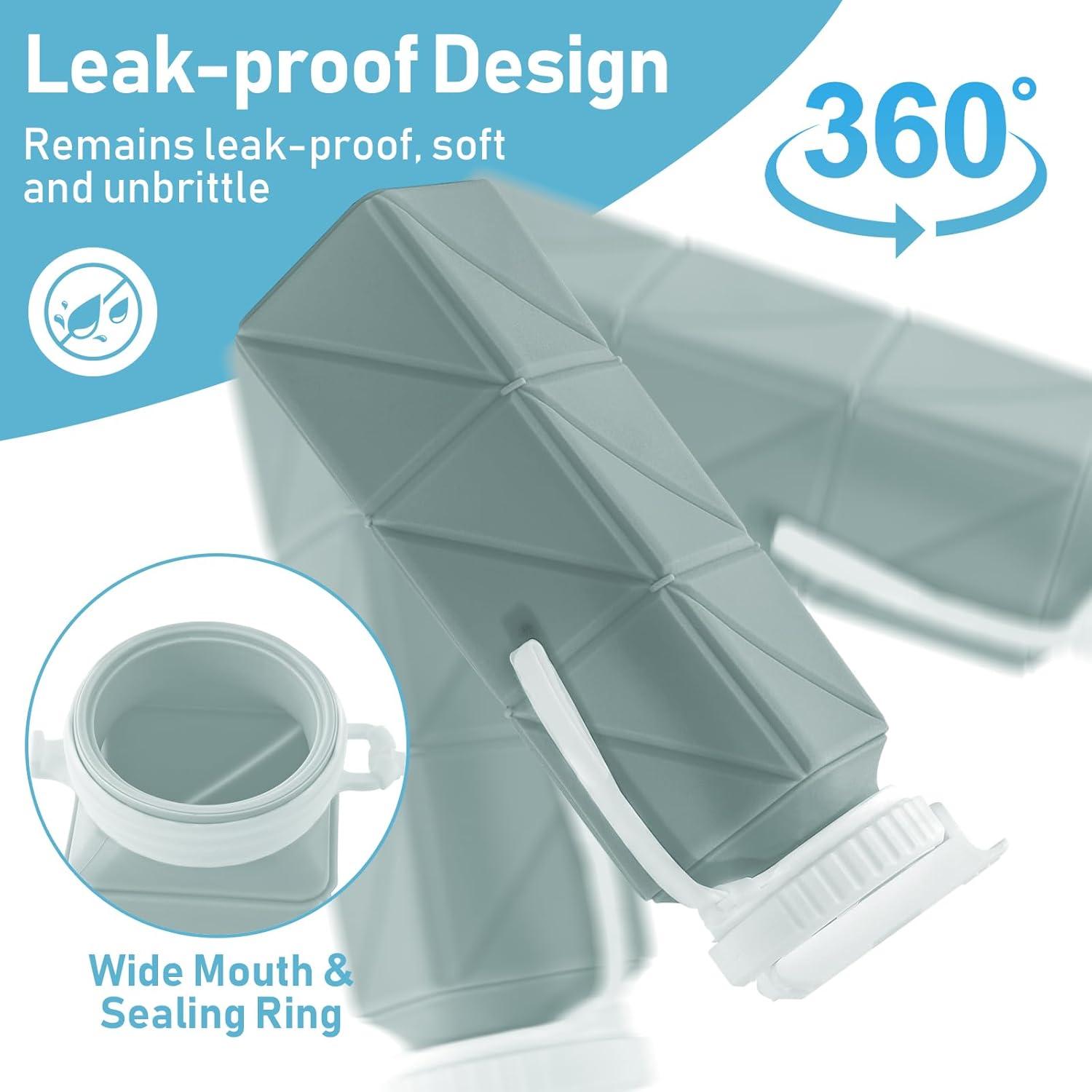 Botella de Agua Plegable Womeyork 620ml Silicona Sin BPA Verde