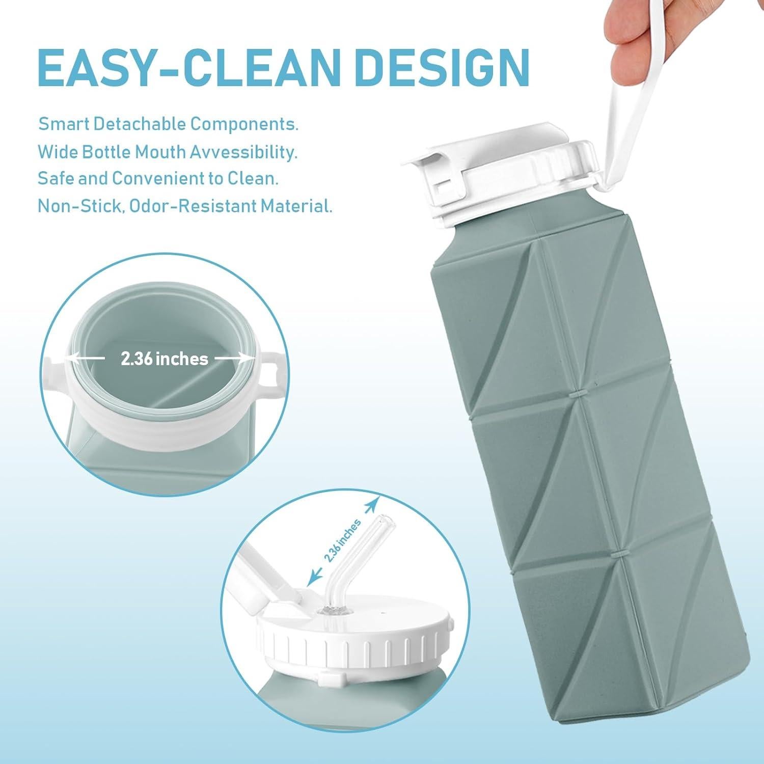 Botella de Agua Plegable Womeyork 620ml Silicona Sin BPA Verde