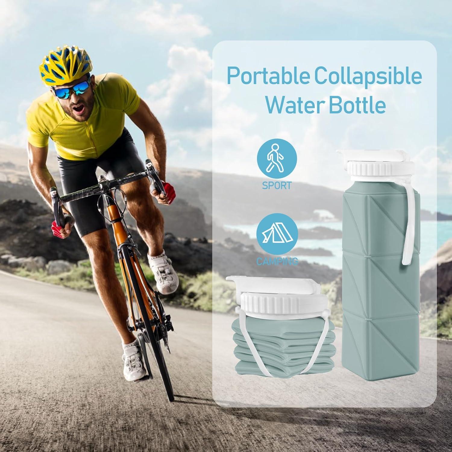 Botella de Agua Plegable Womeyork 620ml Silicona Sin BPA Verde