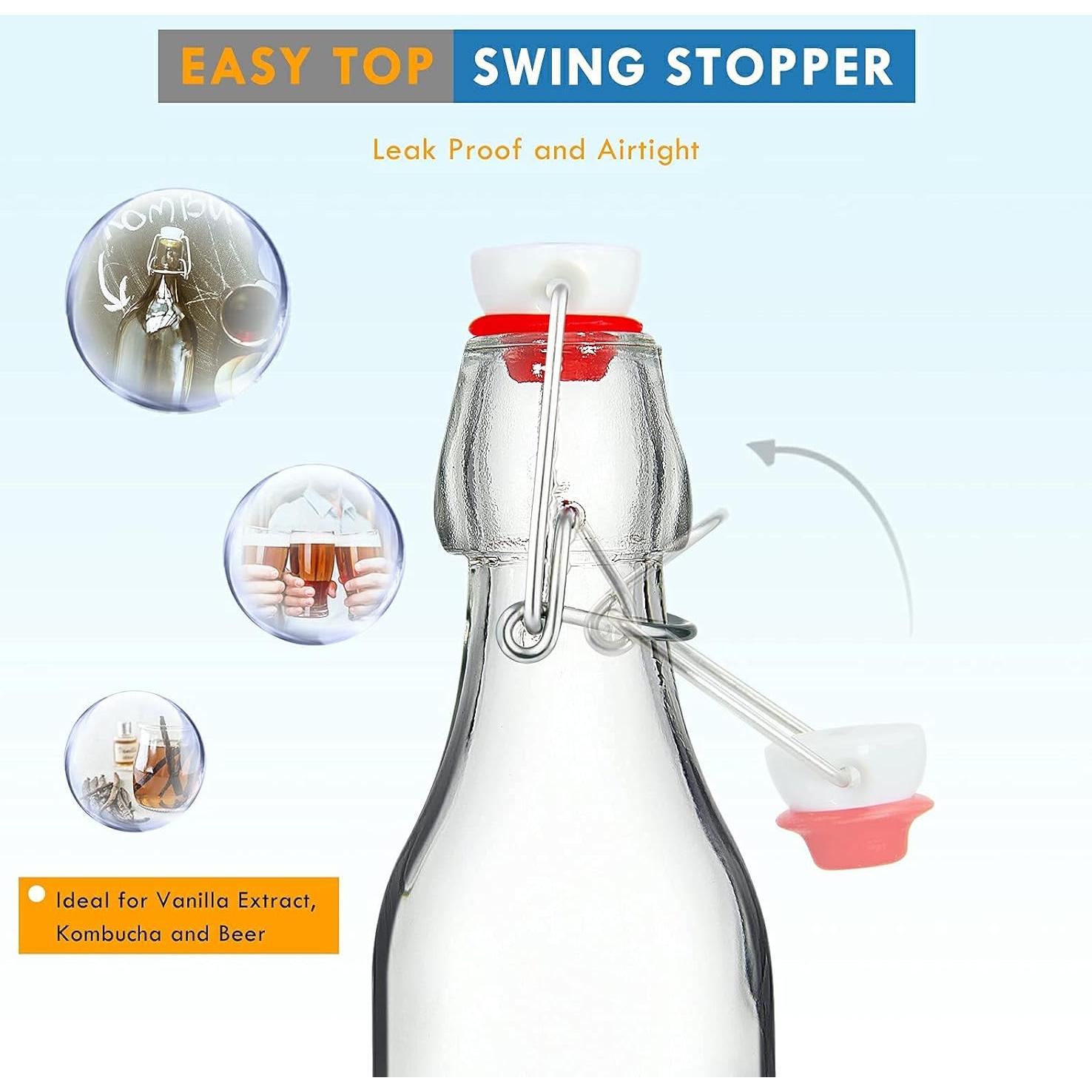 Botellas de vidrio 8oz YEBODA con tapa abatible - Paquete de 9