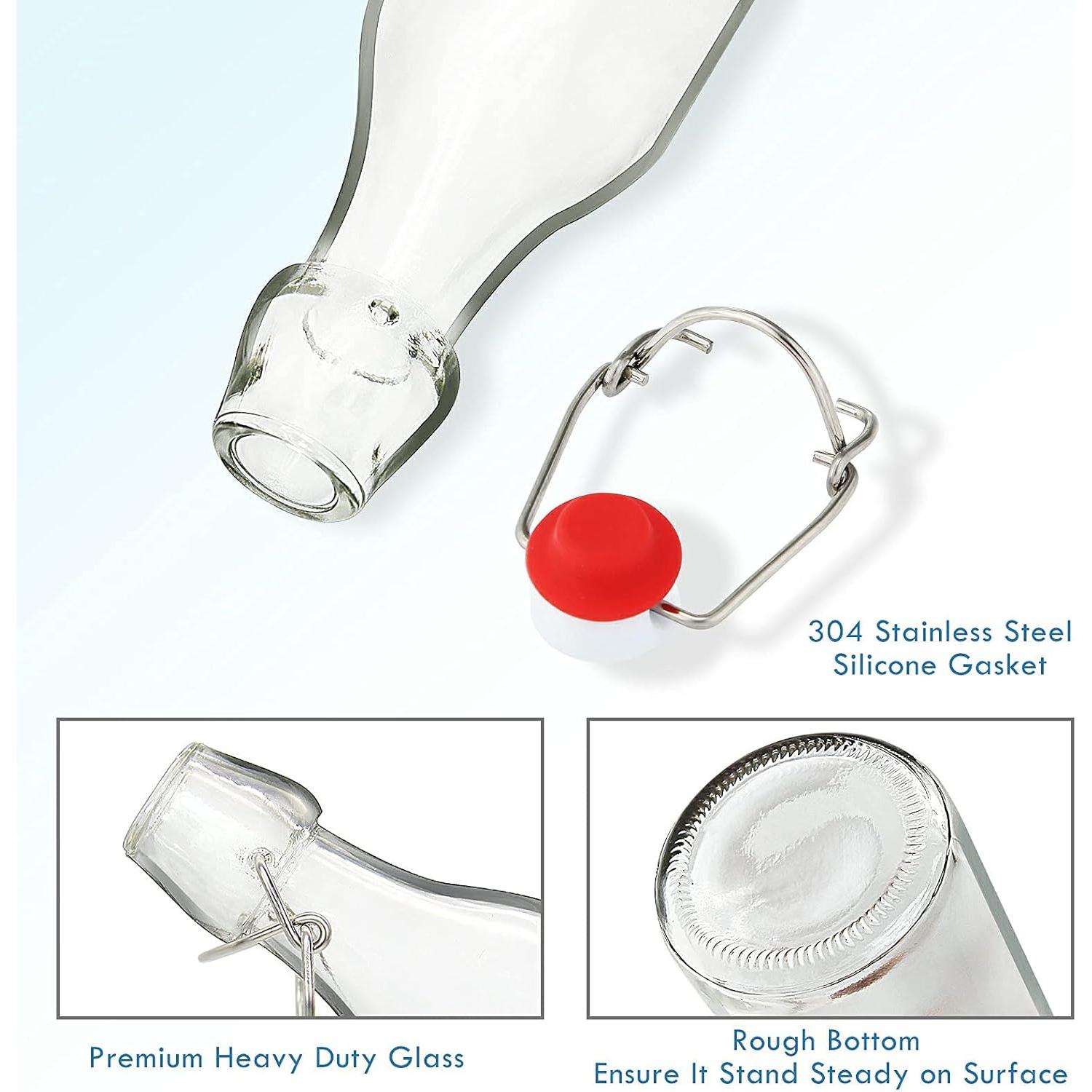 Botellas de vidrio 8oz YEBODA con tapa abatible - Paquete de 9