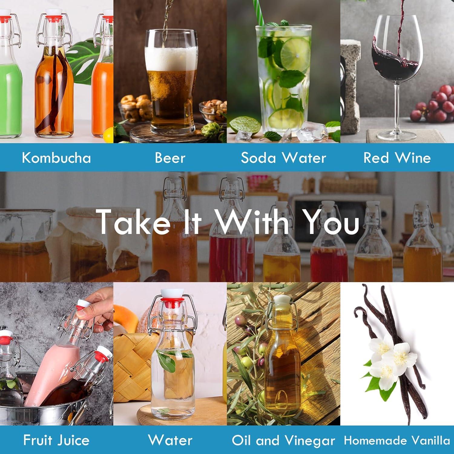 Botellas de vidrio 8oz YEBODA con tapa abatible - Paquete de 9