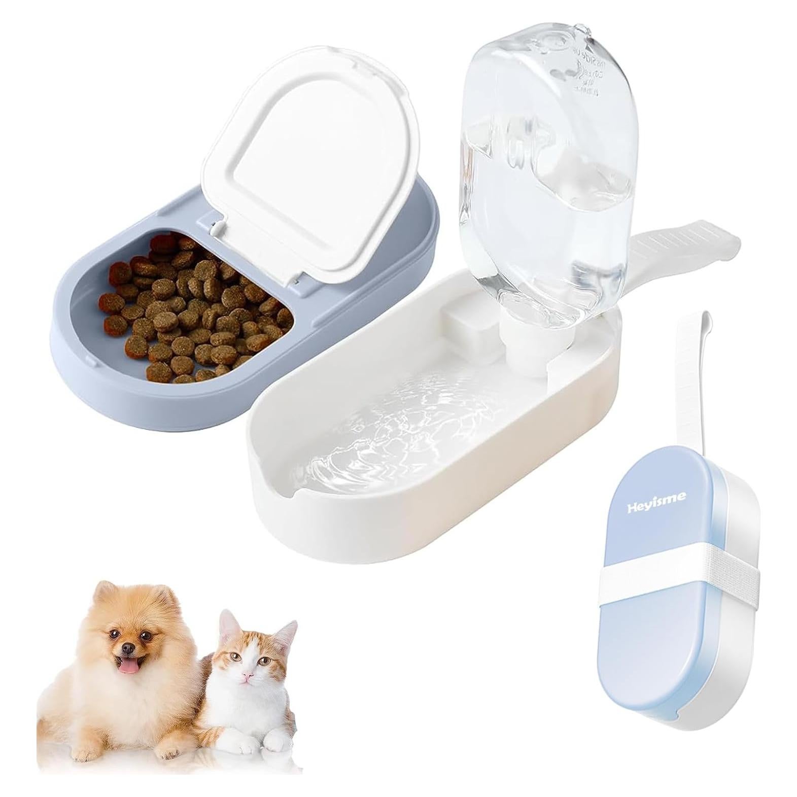 Botella de Agua y Cuenco para Perros HEYISME 2 en 1 Azul