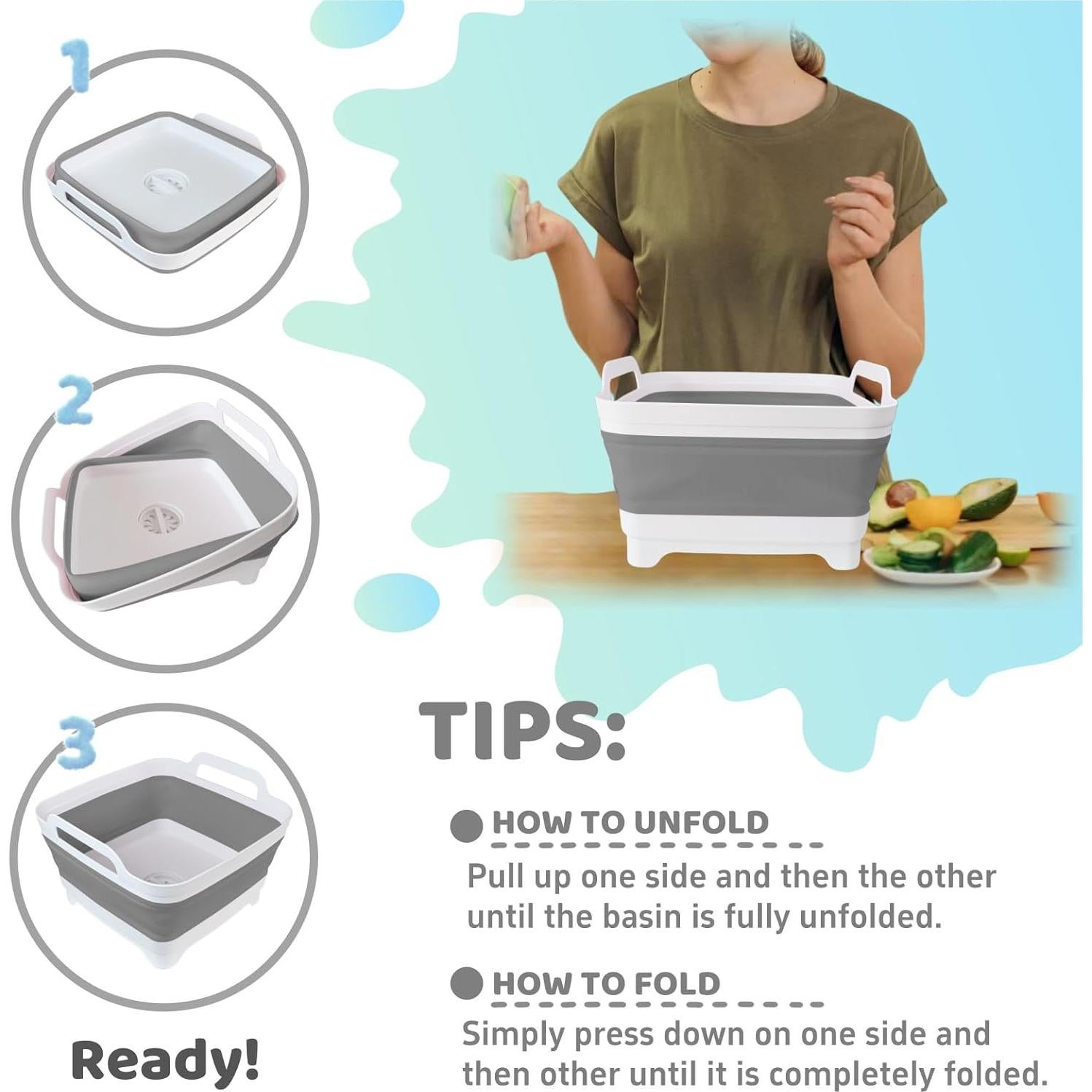 Fregadero Plegable GIMWA 9L Portátil para Camping y Biberones