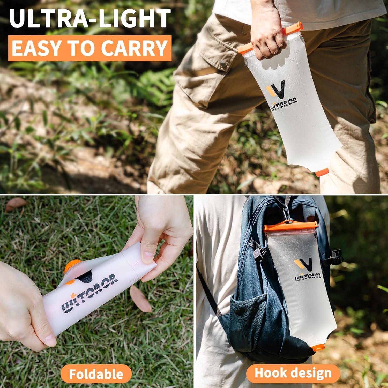 Bolsa de Agua 2L WITOROR TPU Colapsable y Ligera para Camping