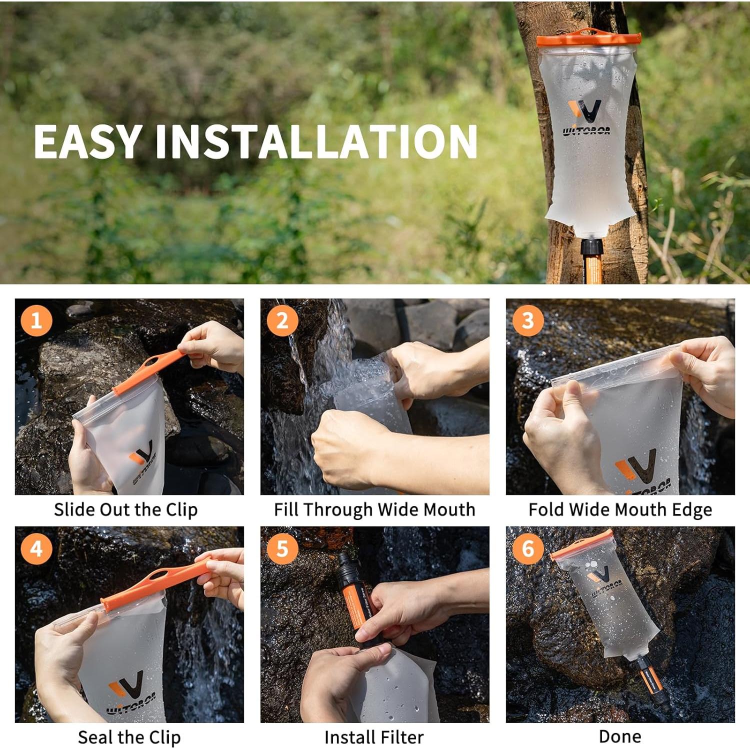 Bolsa de Agua 2L WITOROR TPU Colapsable y Ligera para Camping